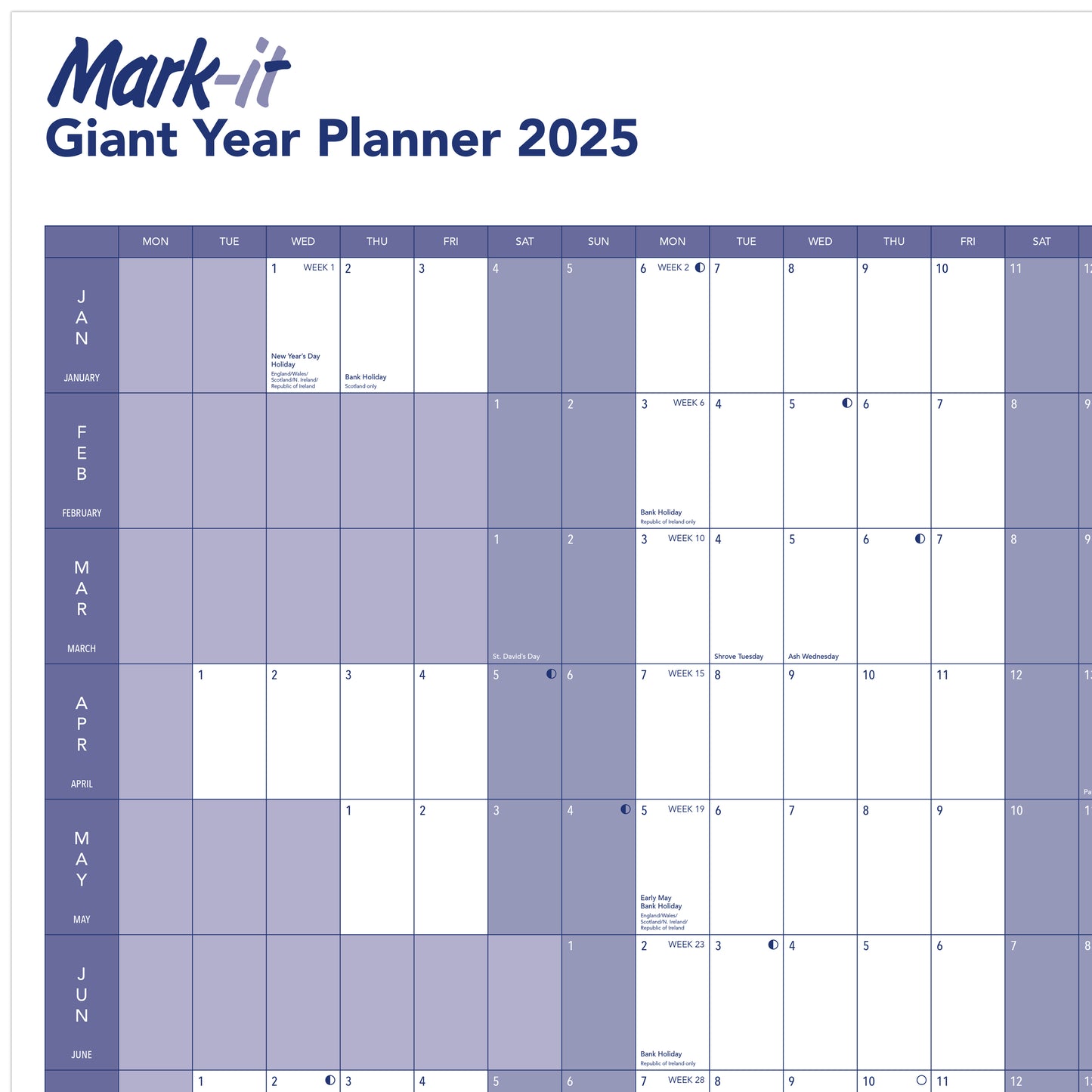 GIANT 2025 YEARLY WALL PLANNER - MARK IT (Laminated)