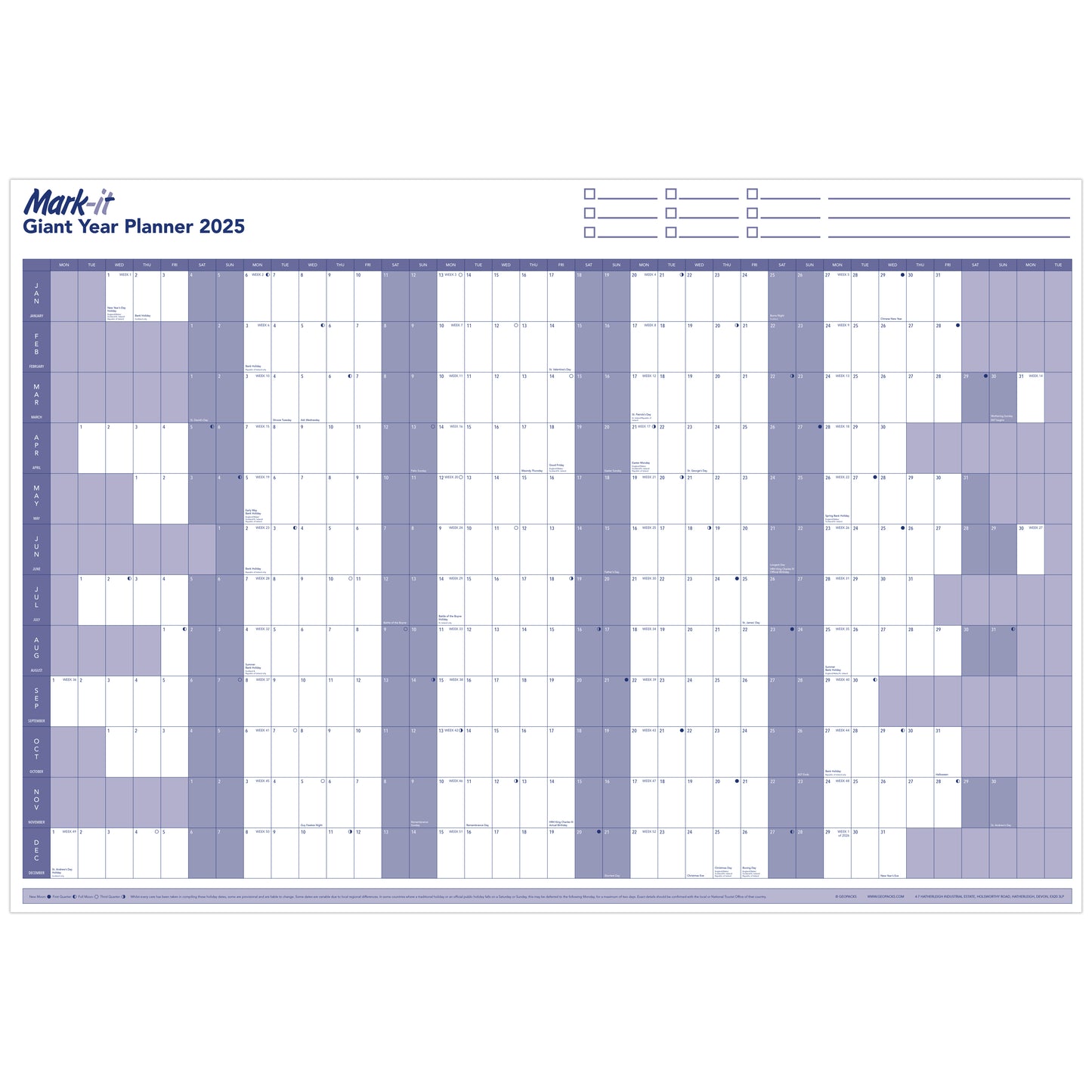 GIANT 2025 YEARLY WALL PLANNER - MARK IT (Laminated)