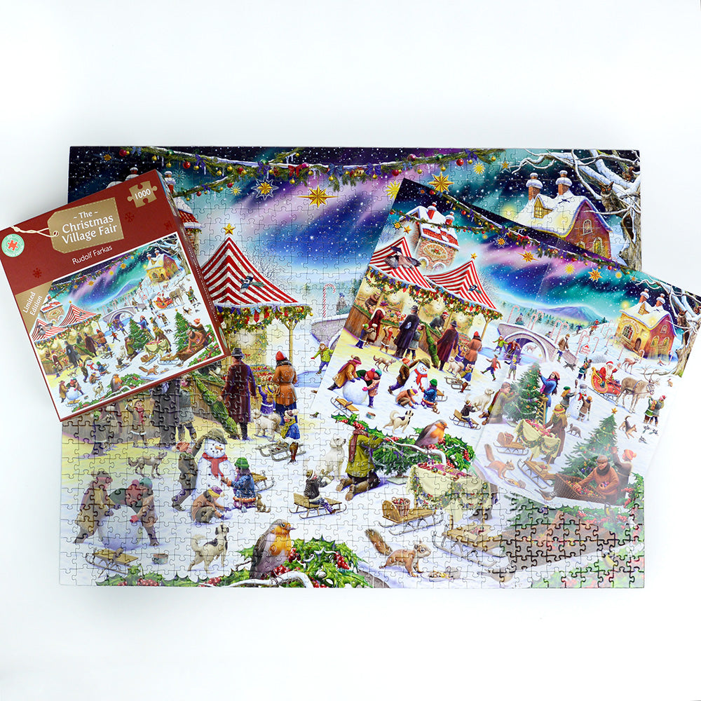 Christmas Village Fair - Festive Jigsaw Puzzle by Rudolf Farkas