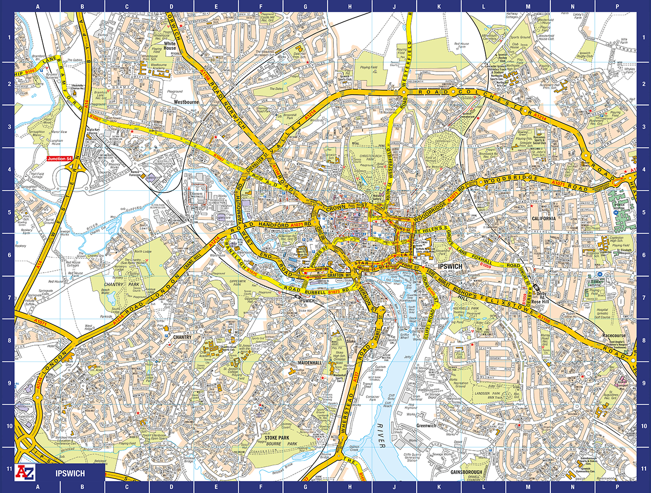 A to Z Map of  Ipswich 1000 Piece Jigsaw