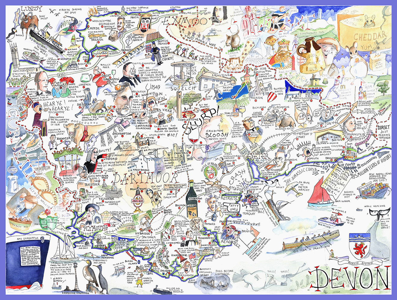 Map of Devon - Tim Bulmer 1000 Piece Jigsaw Puzzle