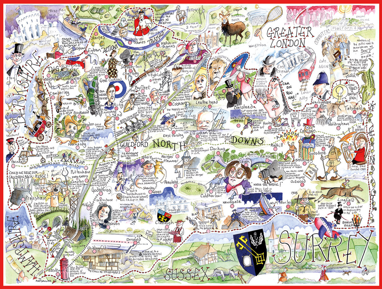 Map of Surrey - Tim Bulmer 1000 Piece Jigsaw Puzzle