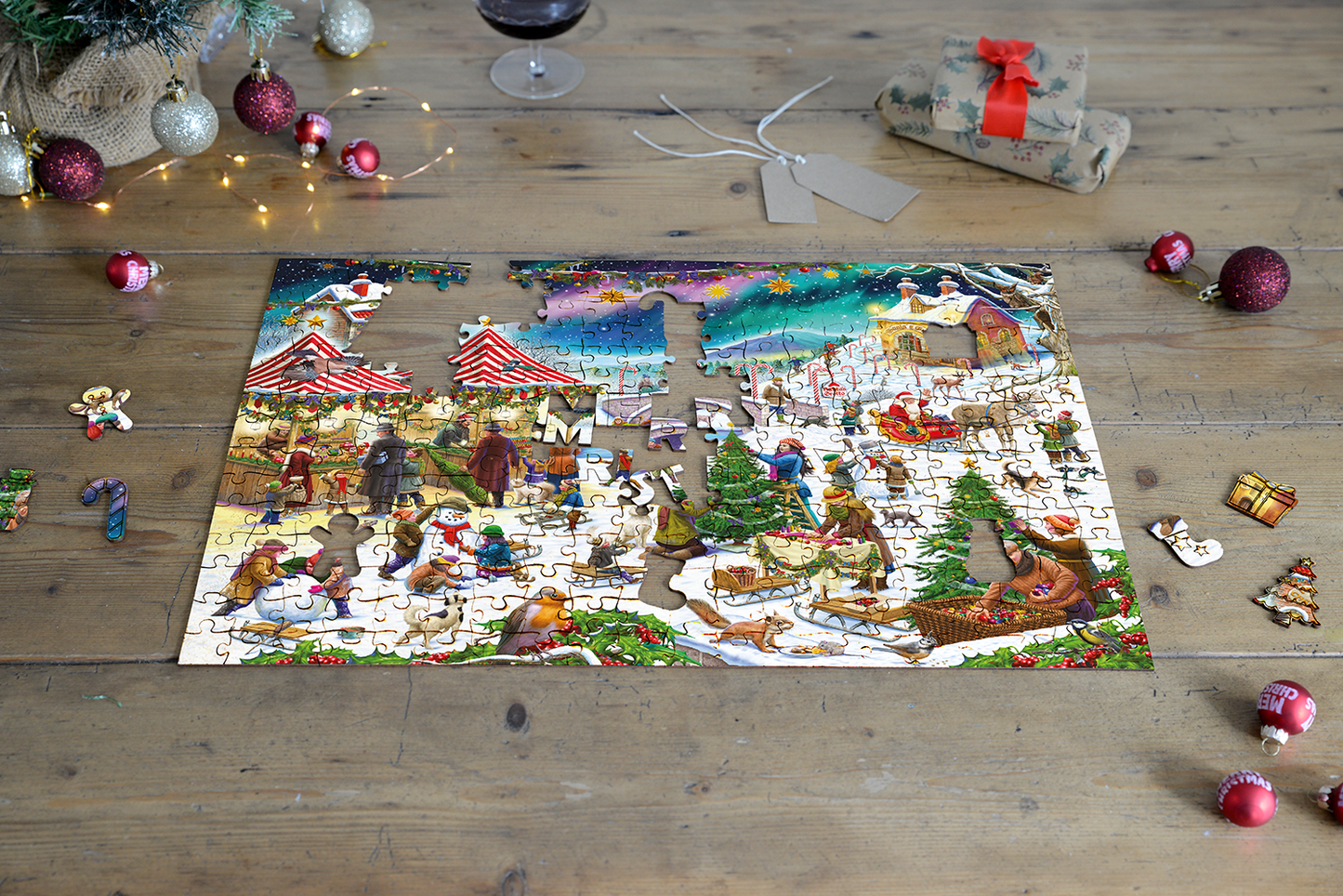 Christmas Village Fair - Rudolf Farkas 300 Piece Wooden Jigsaw Puzzle