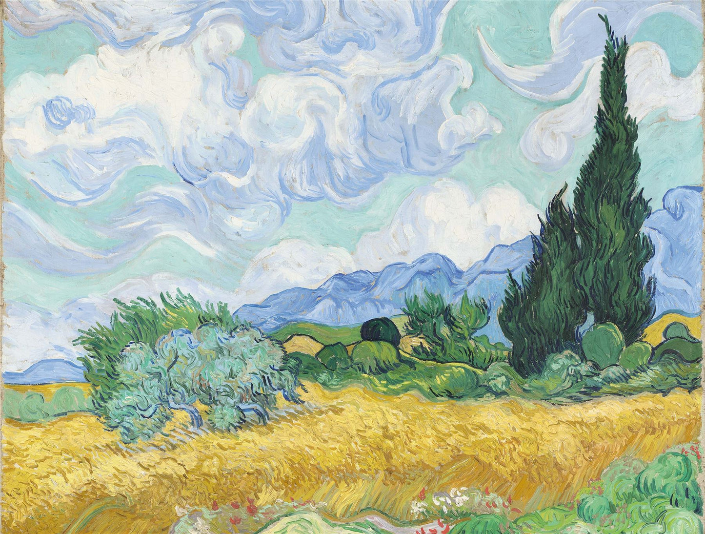 A Wheatfield, with Cypresses - National Gallery 1000 Piece Jigsaw Puzzle