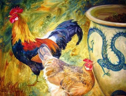 Cockerel, Hen & Dragon, 1000 Piece Jigsaw Puzzle - All Jigsaw Puzzles UK
 - 1