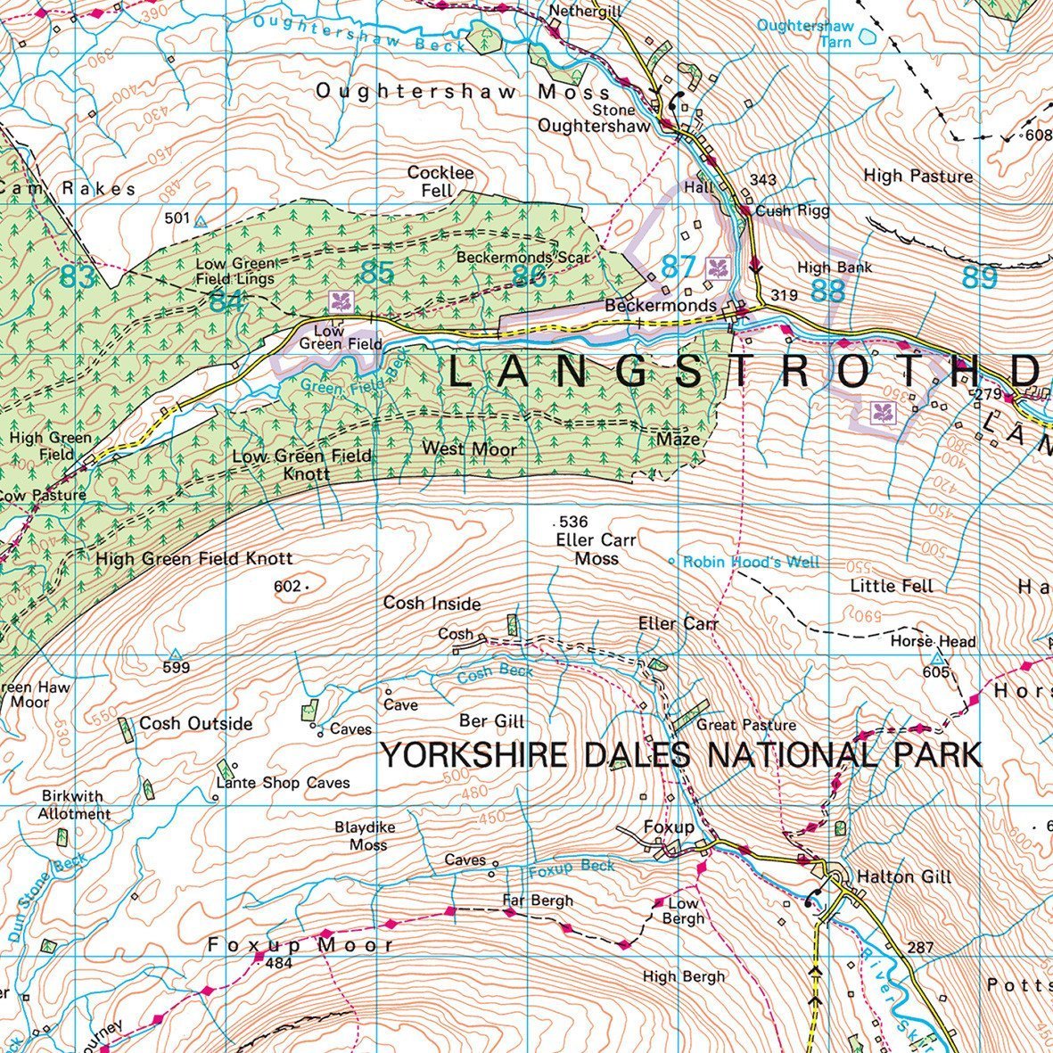 Yorkshire Dales UK National Park Wall Map Butler And Hill UK   Wall Maps Yorkshire Dales Uk National Park Wall Map 3 